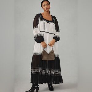 EUC Anthropologie Long Sleeve Embroidered Maxi Dress 3x